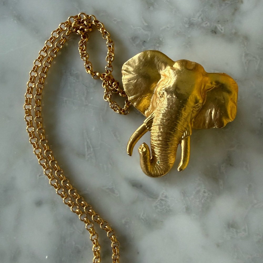 Gold Elephant Pendant Necklace